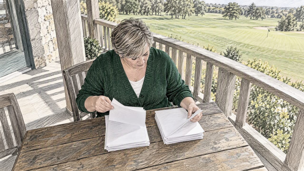 Secretary comparing golf booking records during migration