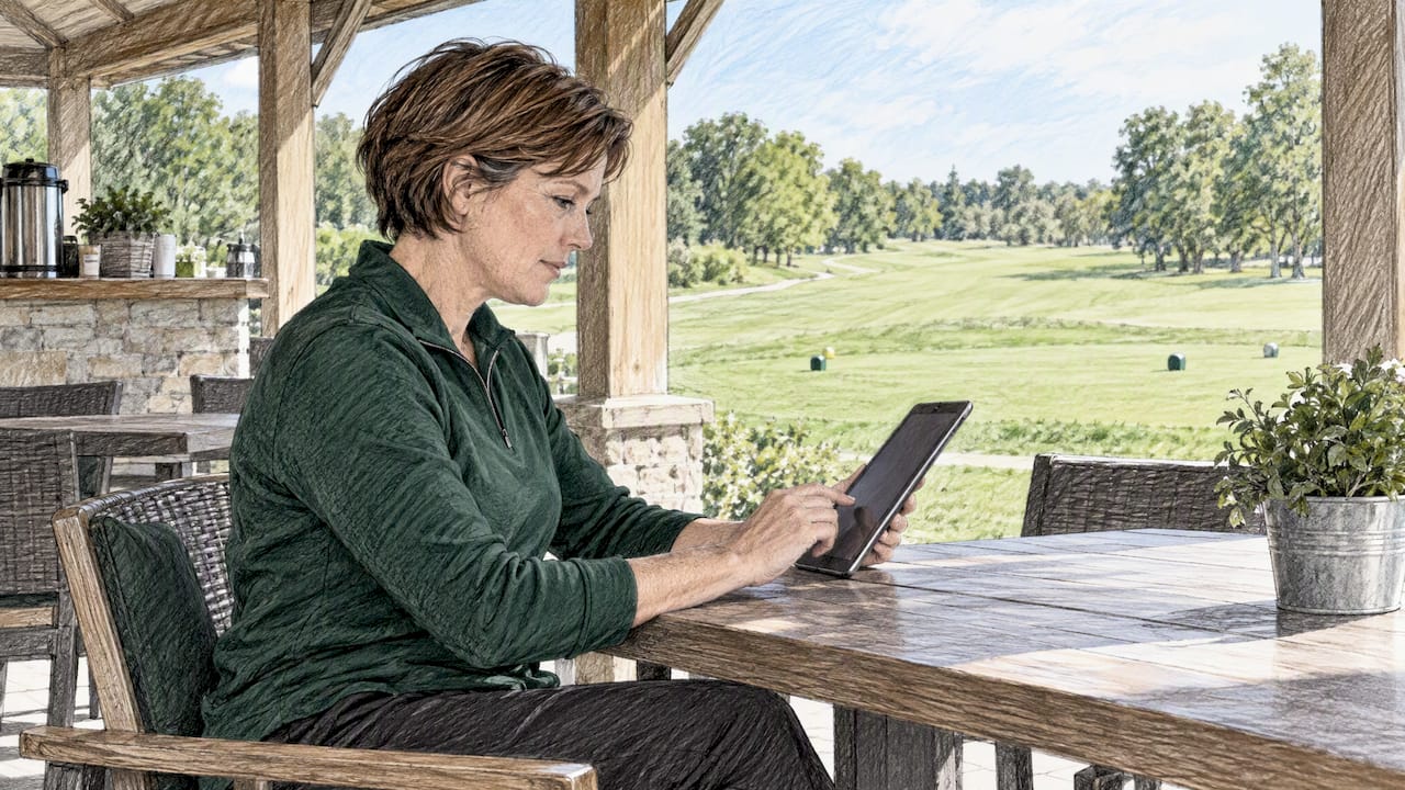 Golf club manager reviewing booking options